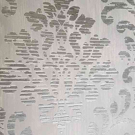 Шпалери флізелінові еко Galerie Metallic FX 0,53Х10 англійські вензелі завитки сріблясті структурних на сірому Київ