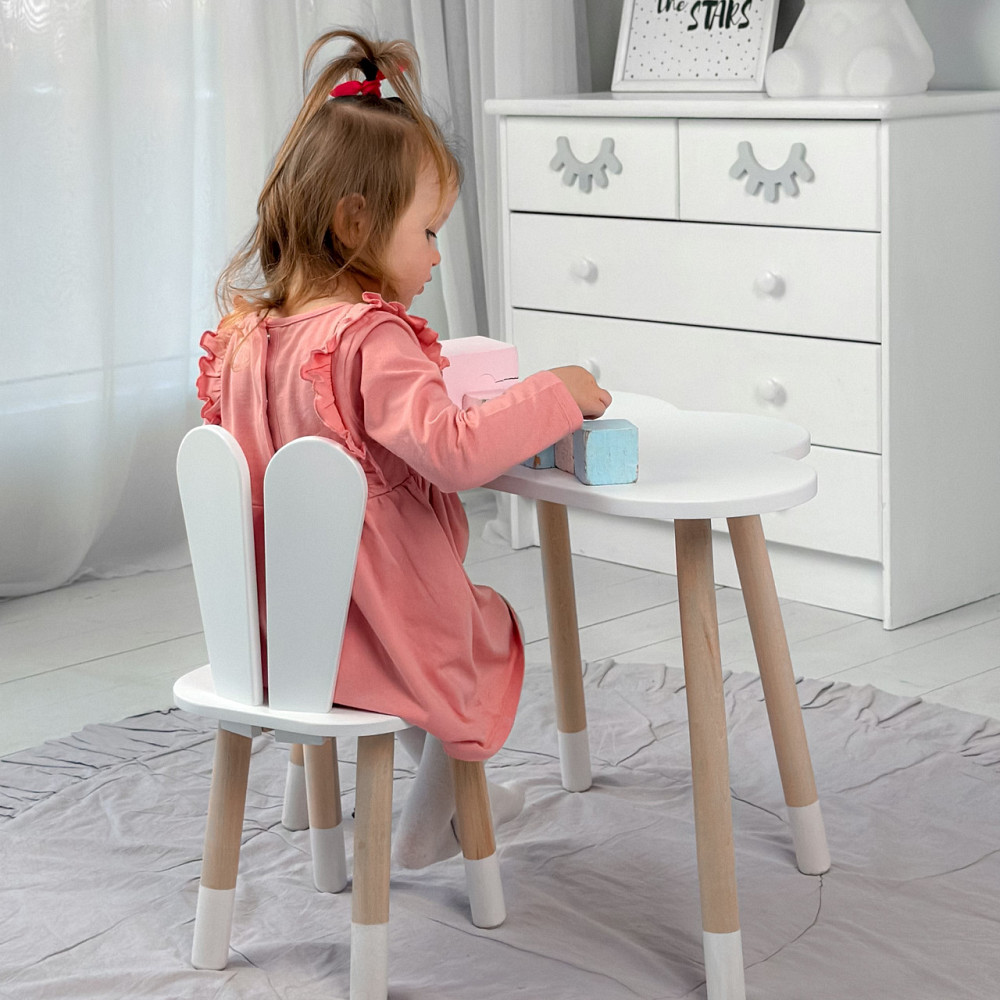 Детский комплект мебели для занятий и творчества столик с ящиком и стульчик Стол тучка и стул белый зайка Киев - изображение 9