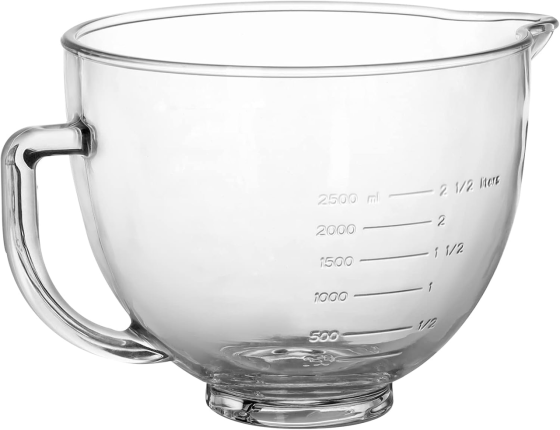 Скляна чаша для змішування, сумісна з міксерами KitchenAid з похилою головкою об'ємом 4,5 та 5л, скляна чаша для змішування Київ