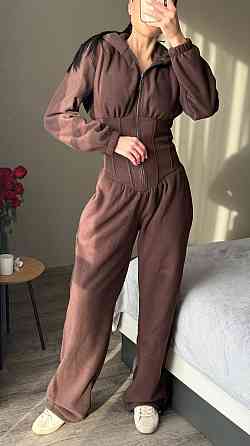 Жіночий стильний теплий корсетний комбінезон двосторонній фліс Шоколад, 42/44 Одеса