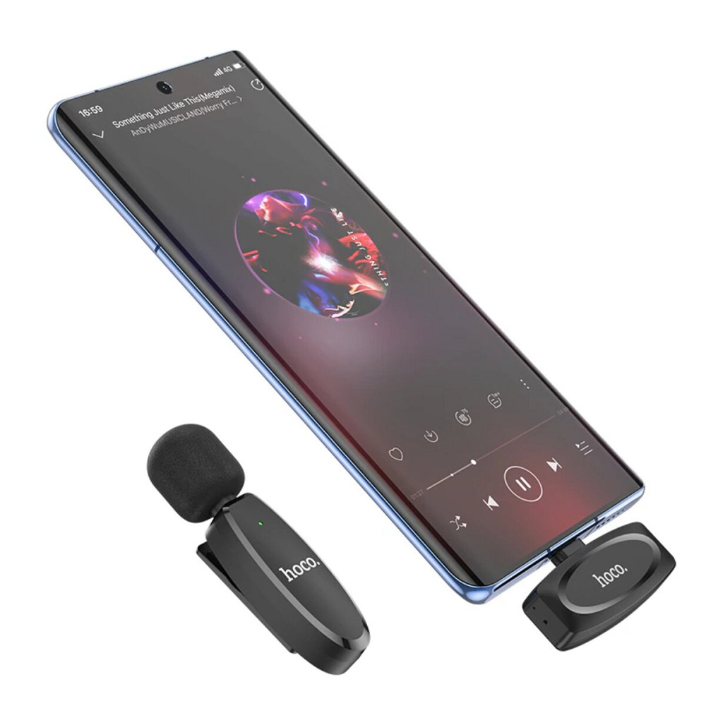 Мікрофон-петличка HOCO L15 Type-C Crystal lavalier wireless digital microphone Black Київ - фото 3