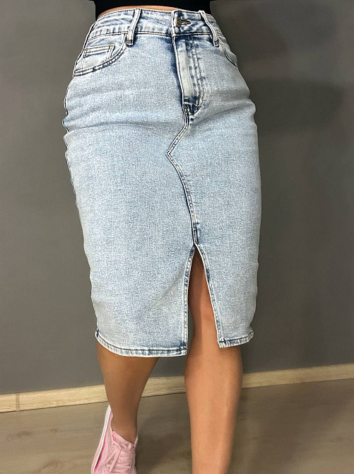 Юбка женская джинсовая DNL 208 средней длины с разрезом голубая, голубой, 28, 28, 76 см, 100 см Киев - изображение 8