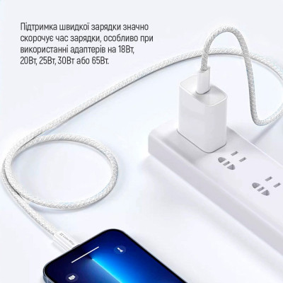 Дата кабель USB-C to USB-C 1.0m 60W 3.0А grey ColorWay (CW-CBPDCC061-GR) Винница - изображение 6