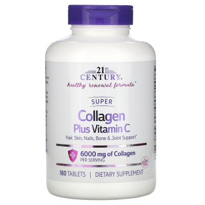 Вітамін 21st Century Супер Колаген із вітаміном C, 6000 мг, Super Collagen Plus Vitamin C, 180 (CEN-22424) Вінниця - фото 1