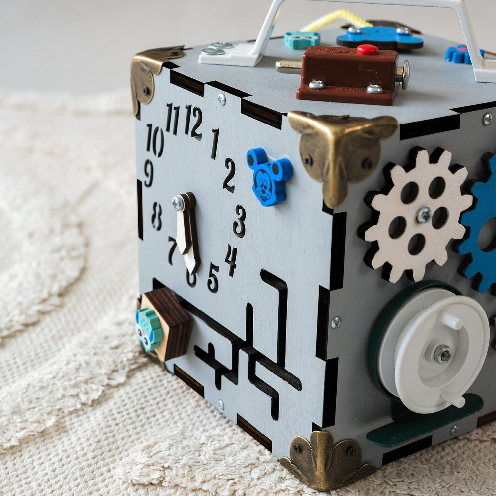 Маленький Бізікуб 15*15*15 Сірий дитячий куб Мінібізикуб для хлопчика Бізіборд Тернопіль - фото 6