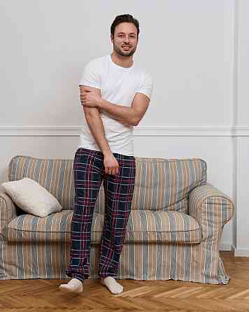 Чоловічі піжамні штани — бордово-синя карта Tom John 2006Ш L Київ