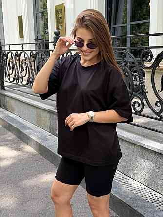 Футболка и велосипедки женские кулир Черный XL/2XL Харьков