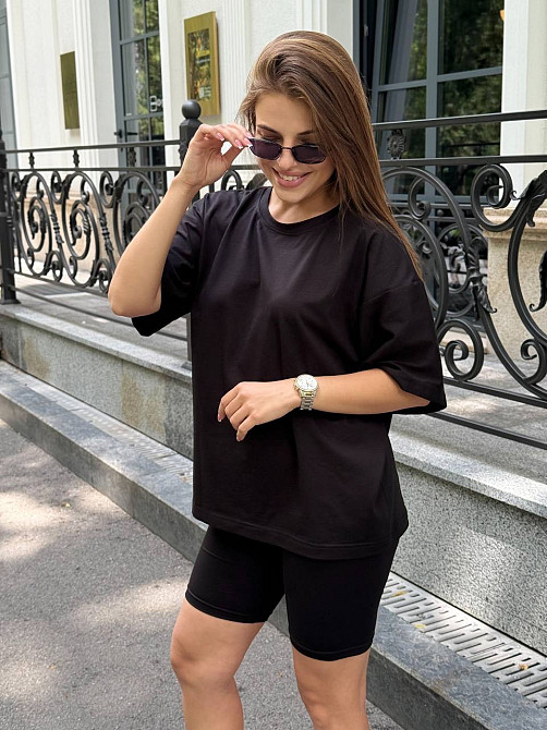 Футболка и велосипедки женские кулир Черный XL/2XL Харьков - изображение 4