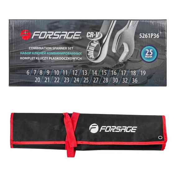 Набір ключів комбінованих 26пр. (6-25, 27, 28, 30, 32, 36мм) на полотні Forsage F-5261P36 Одесса