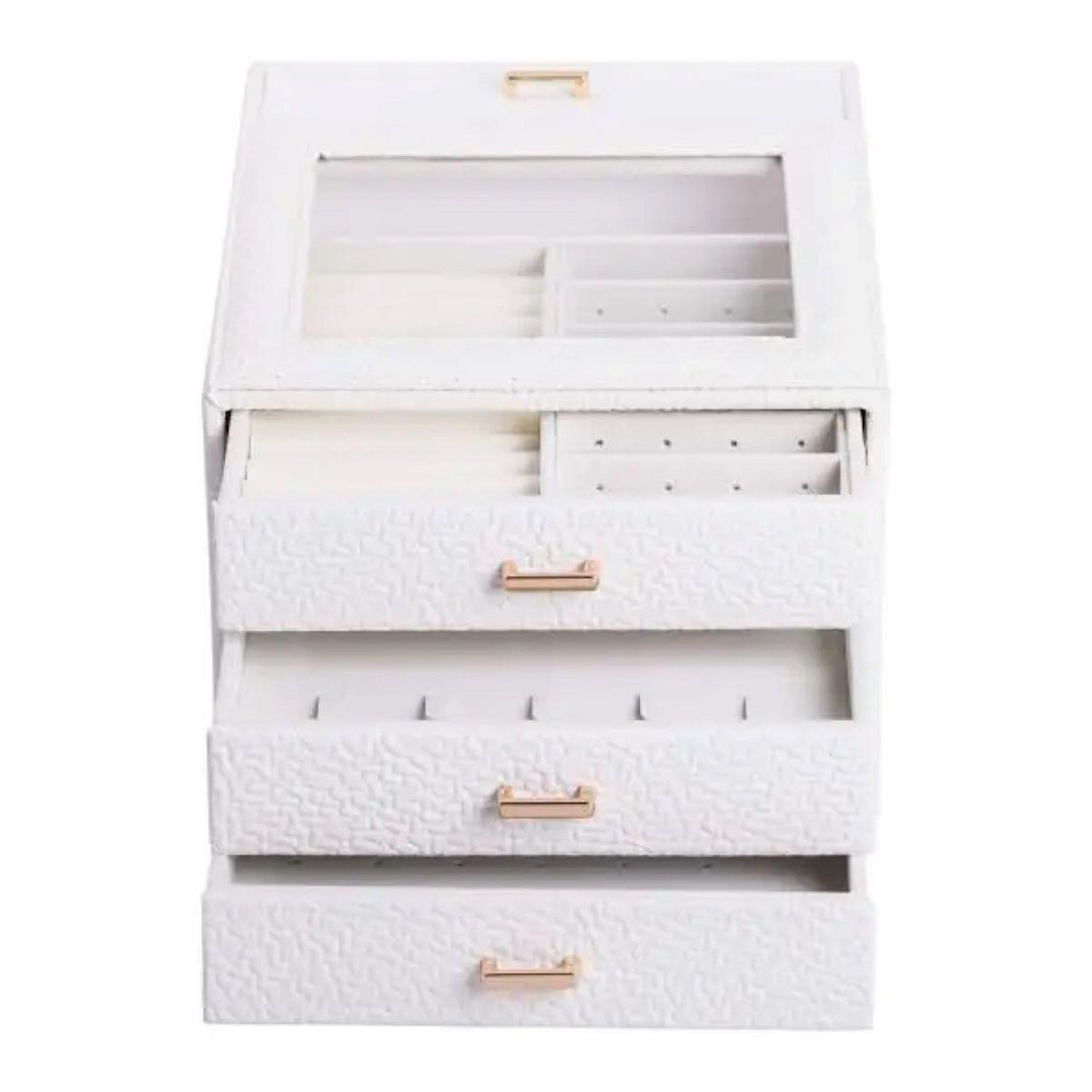 Скринька для прикрас з еко шкіри 3 яруси органайзер для ювелірних виробів HP-5-16W Київ - фото 7