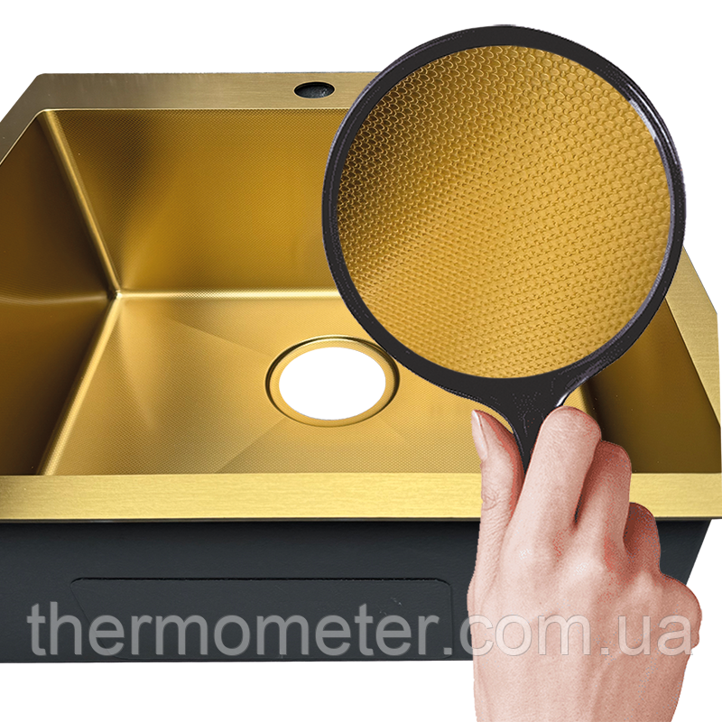 Мойка Mixxus MH5050 Micro Decor Brushed Gold (3.0/0.8) из нерж. стали (цвет матовое золото) (MI8214) Киев - изображение 3