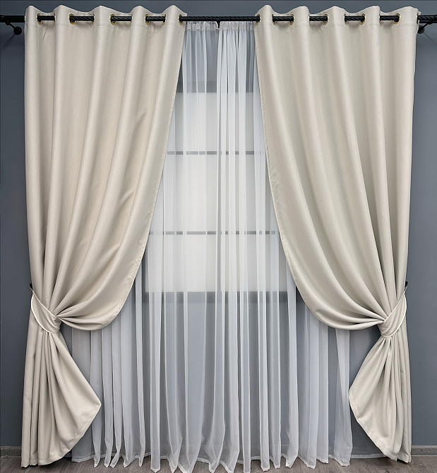 Комплект штор на люверсах VR-Textil Блэкаут двусторонний Scandi № 1902ш Таш 150х250 см 2 шт (37-0307) Киев - изображение 2