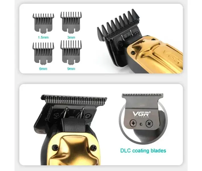 Аккумуляторная машинка для стрижки VGR V-904 GOLD, 4 насадки, 2000 mAh, LED дисплей Коломыя - изображение 2