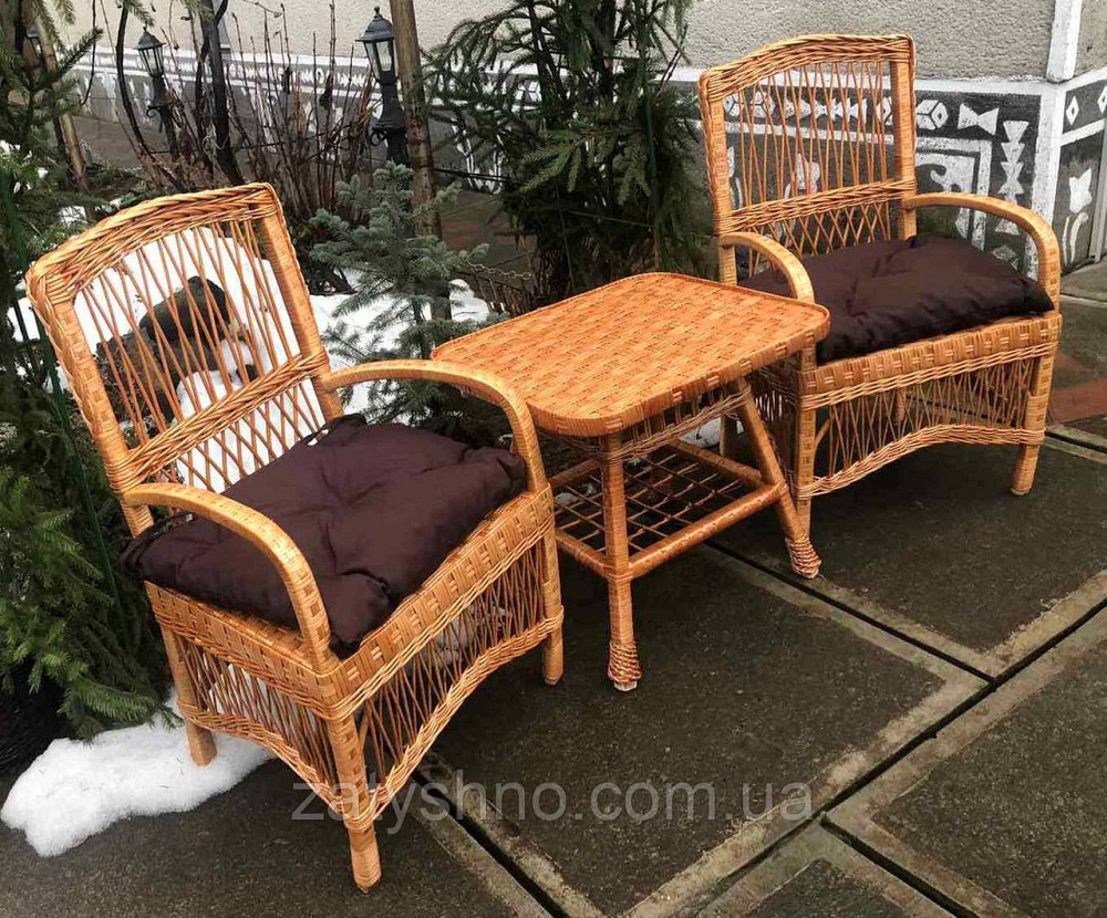 Меблі з лози з квадратним столом | меблі з лози на подарунок Київ - фото 5