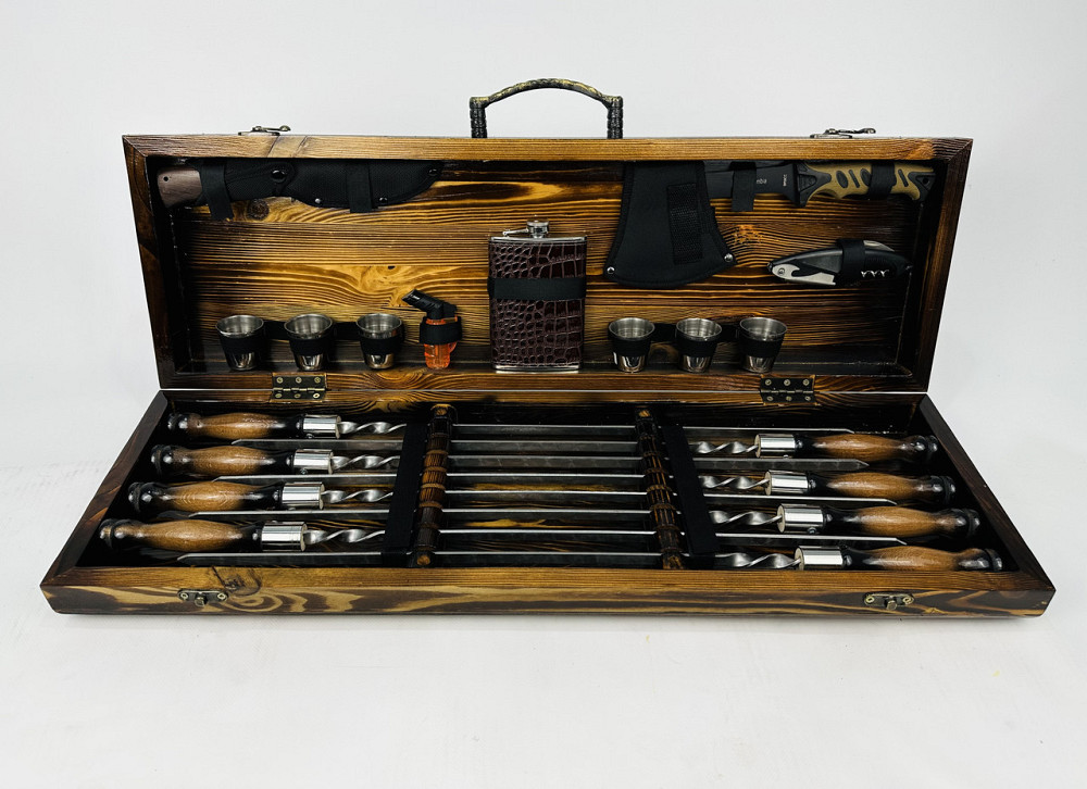 Подарунковий набір шампурів у дерев'яному кейсі МИСЛИВЕЦЬ LUX HAPPY DAYS Тернопіль - фото 3