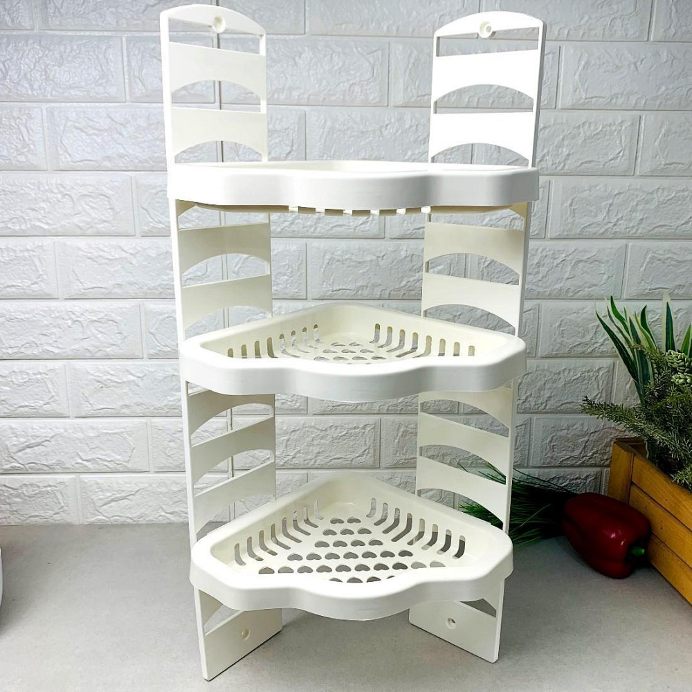 Полка 3 яруса универсальная угловая бежевая Харьков - изображение 2