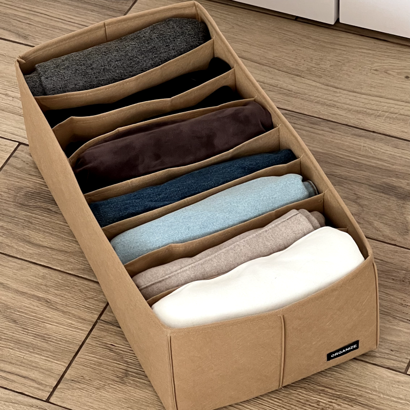 Ящик для зберігання на вісім відділень 50х25х16 см HY-50-Bezh (Бежевий) Суми - фото 1