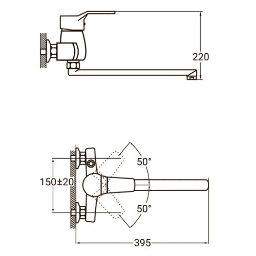 Змішувач NL d40мм для ванної гусак прямий 350мм дивертор вбудований картрідж Aquatica Житомир - фото 6