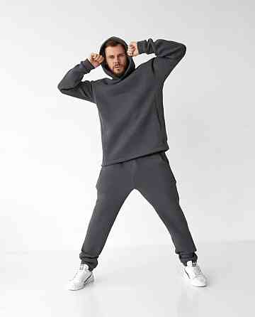 Спортивный мужской теплый костюм на флисе Графитовый 54 Харьков