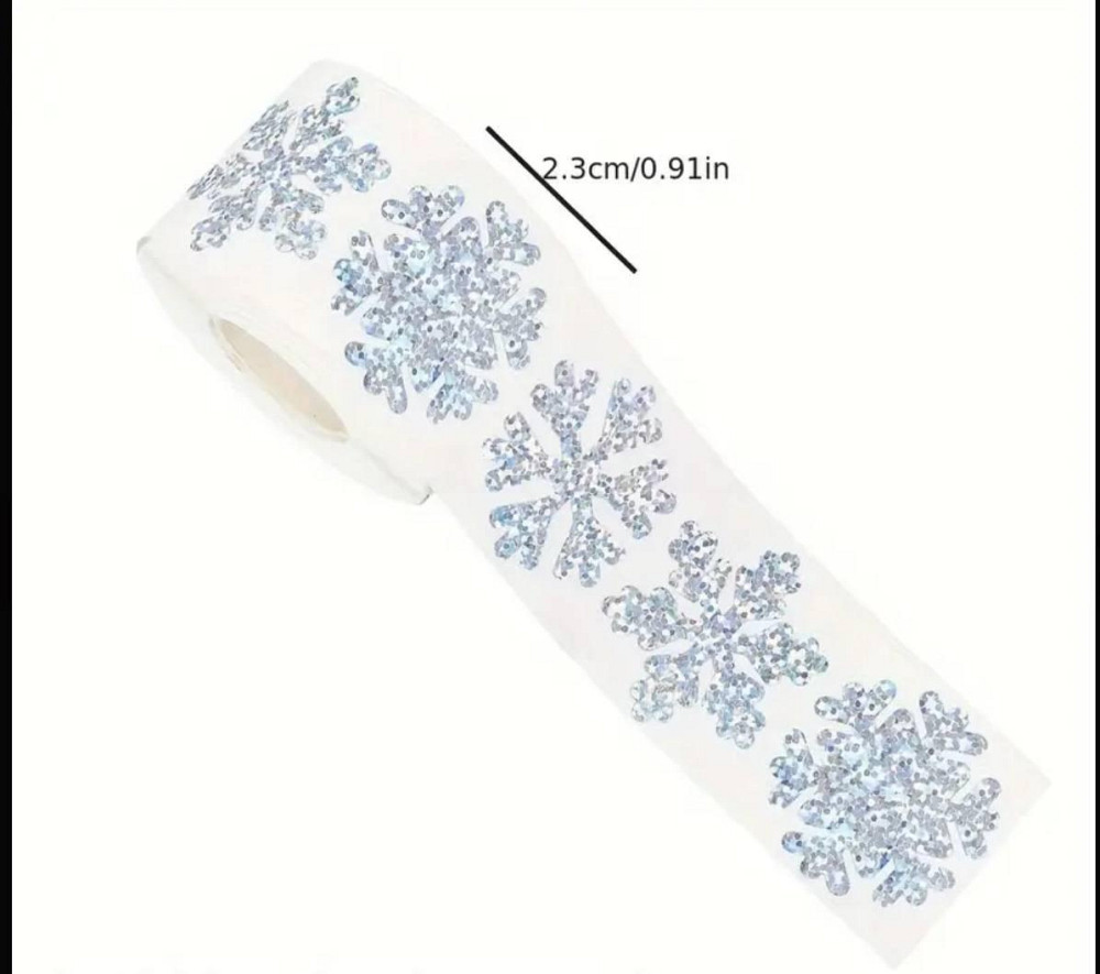 Новогодние наклейки снежинки серебряные, 500 шт, рулон Киев - изображение 2