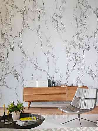 Обои виниловые Grandeco One roll one motif 1.59x2.8 панно мурал 3д под камень мрамор черный на белом Киев