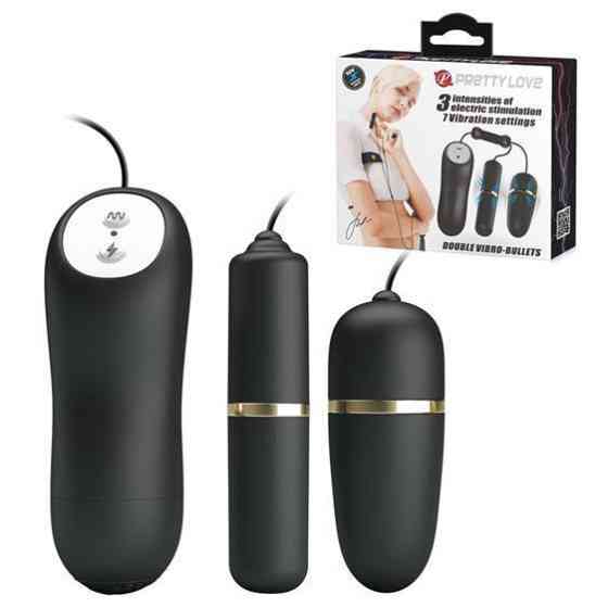 Віброяйце з вібропулею - Pretty Love Electric Stimulation Double Vibro-Bullets Black Sex Aura Київ