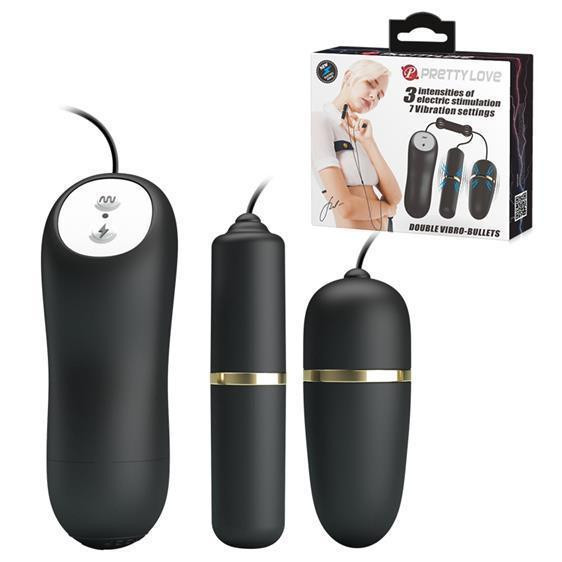 Віброяйце з вібропулею - Pretty Love Electric Stimulation Double Vibro-Bullets Black Sex Aura Київ - фото 1