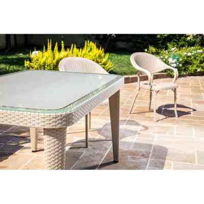 Стіл садовий Tilia Osaka 90x150 см з зовнішнім склом кавовий, ніжки пластикові (10059) Вінниця