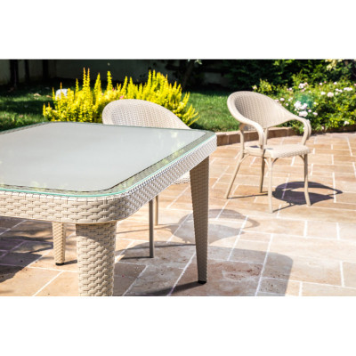 Стол садовый Tilia Osaka 90x150 см с наружным стеклом кофейный, ножки пластиковые. (10059) Винница - изображение 3