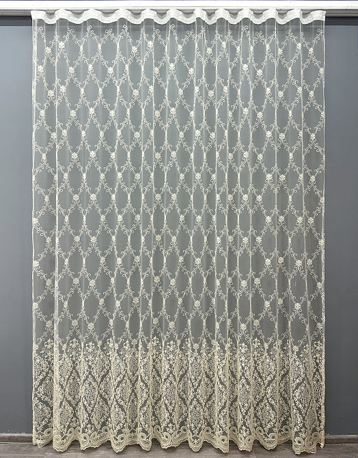 Тюль VR-Textil 1682т Фатин с вышивкой Молочный 300х270 см (42-0730) Киев - изображение 2