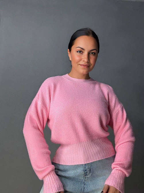 Светр жіночий Fancy Matinee 7571 вафельний з ангори оверсайз, рожевий, one size Київ - фото 9