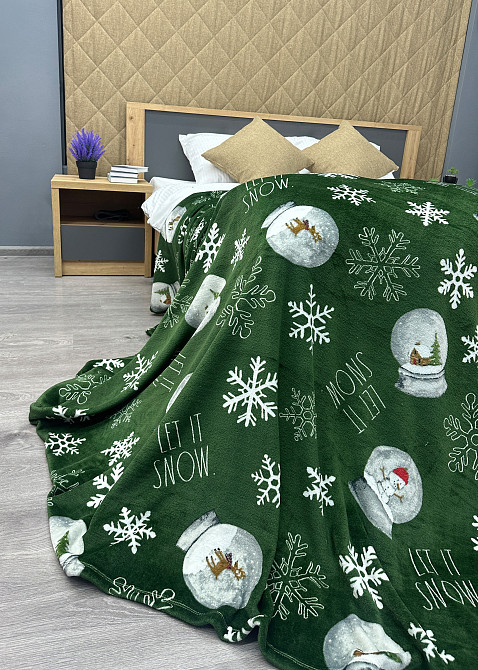 Плед-покривало Decorator WellSoft 150х210 см з різдвяним принтом Зелений (87-169) Київ - фото 7