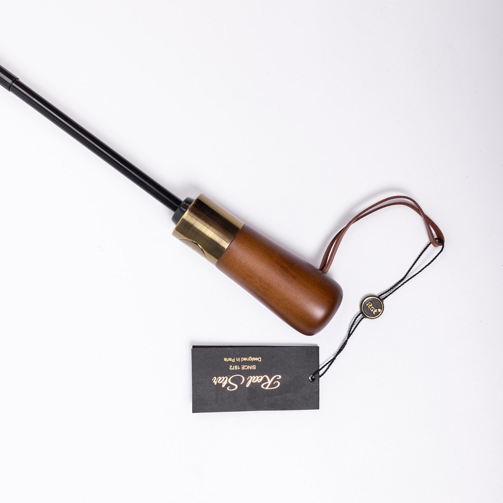 Yiwu Парасолька автоматична з дерев'яною ручкою класична з поліестеру діаметр 116 см Чорна HP-2 Коломыя - изображение 6