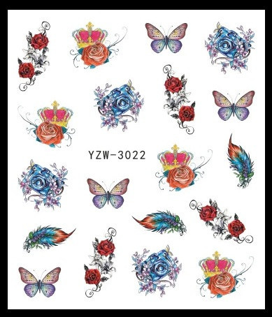 Наклейки для нігтів "Квіточки з пір'ям" YZW-3022 Київ - фото 1