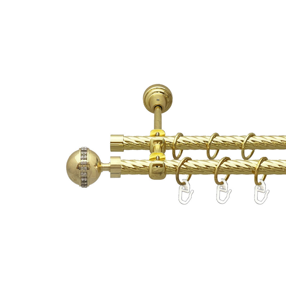 Карниз Orvit Авея металевий дворядний відкритий скручена труба кільце металеве Золото 16\16 мм 160 см (00-00024876) Львів - фото 1