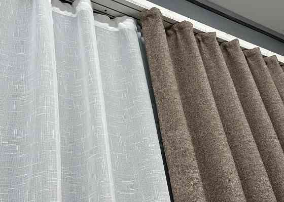 Шторна тканина преміум класу льон фактурний, колекція “ELEMENTA” колір сіро-коричневий 1864ш Київ