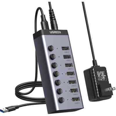 Концентратор Ugreen USB 3.0 to 7xUSB 3.0 with power supply CM481 gray (90307) Вінниця