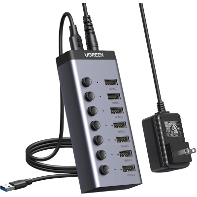 Концентратор Ugreen USB 3.0 to 7xUSB 3.0 with power supply CM481 gray (90307) Вінниця - фото 2