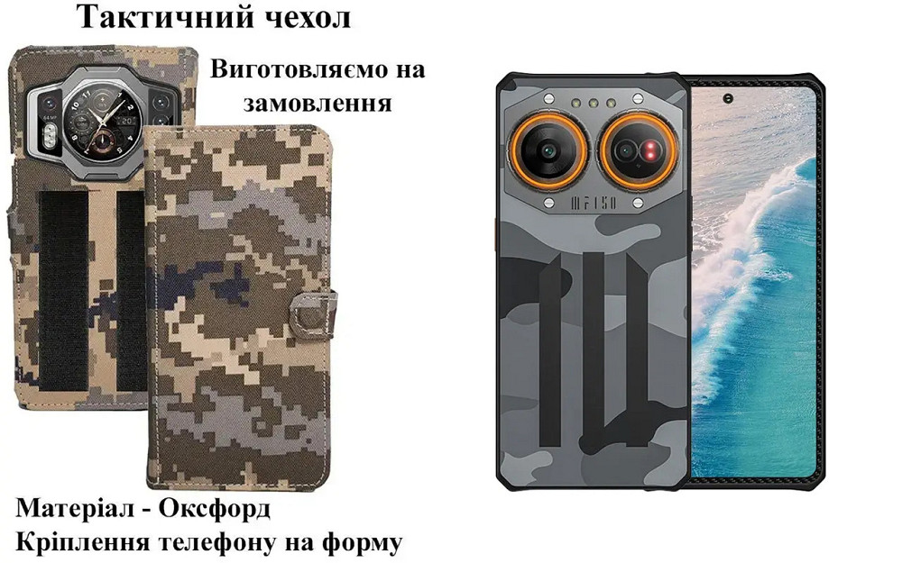 Тактический чехол для Nokia X10, Nokia X20, Nokia X30, Nokia XR21, крепится к снаряжению на липучке Киев - изображение 1