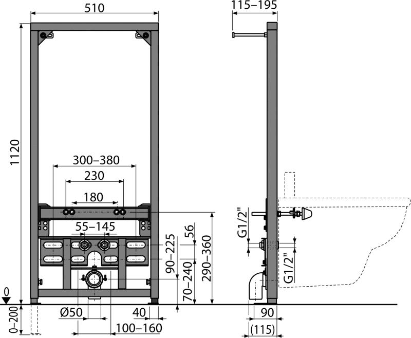 Монтажна рама для біде 510x100x1120 Киев - изображение 2
