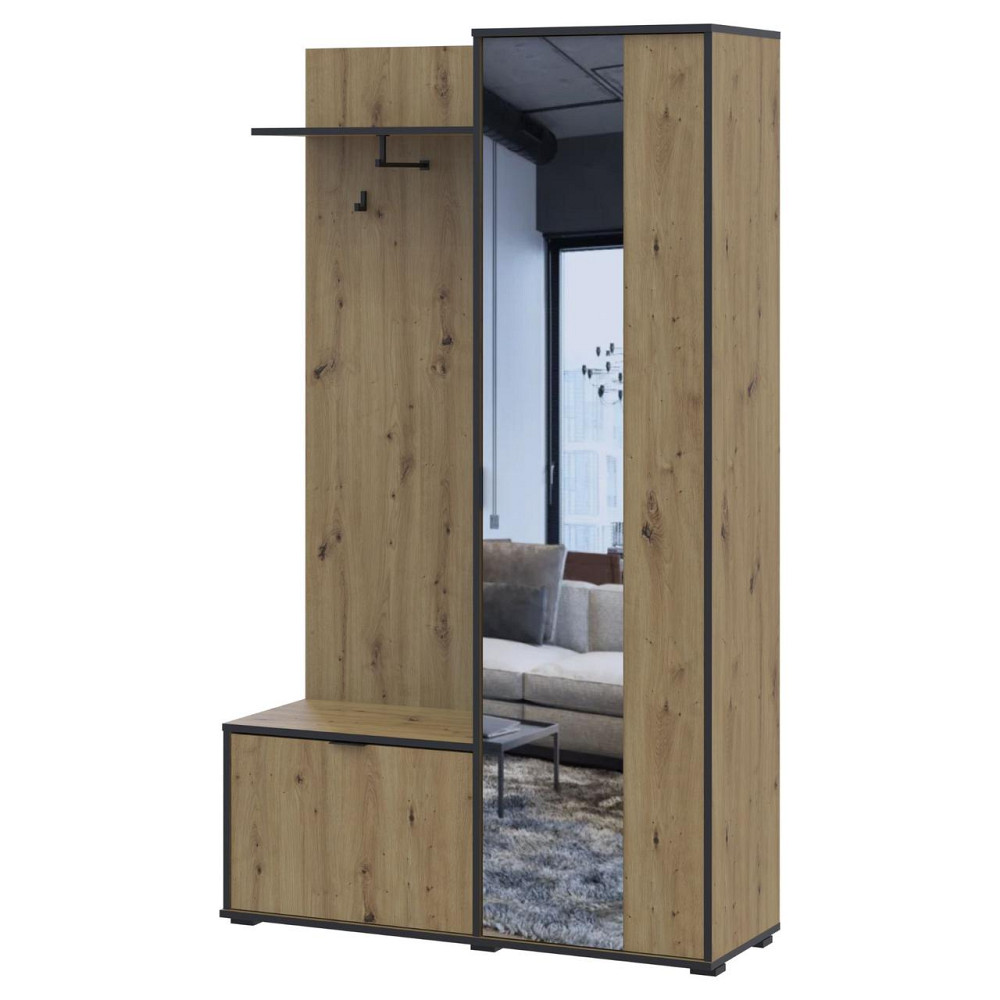 Прихожая с зеркалом Doros Дора 113,5х40х192 см Дуб артизан (DRS-011340) Львов - изображение 6