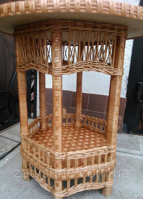 Плетений круглий стіл з полицею Київ - фото 3