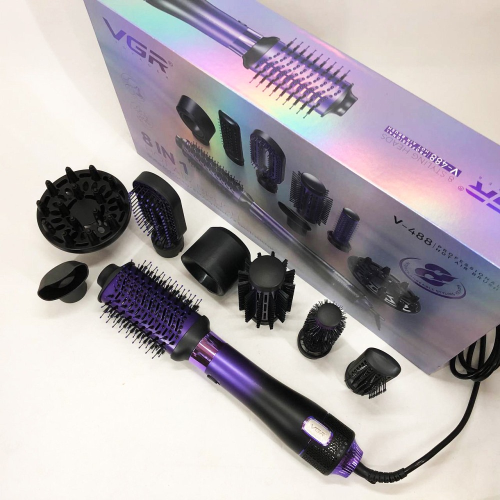 Фен-щітка повітряний з насадками, Фен для красивої укладки волосся, Фен-щітки стайлери AW-19 Львів - фото 9