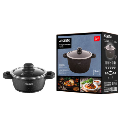 Кастрюля Ardesto Gemini Anzio, 1.2л, алюміній, чорний (AR2412GE) Винница - изображение 6