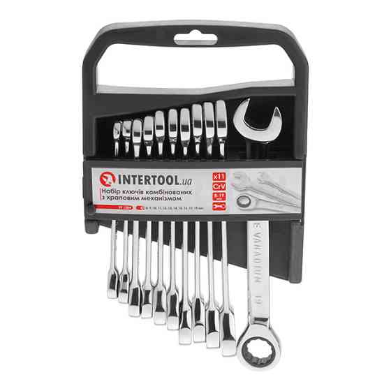 Набір ключів INTERTOOL з храповим механізмом 8-19мм,11 шт. - зручно, надійно, довговічно Львів