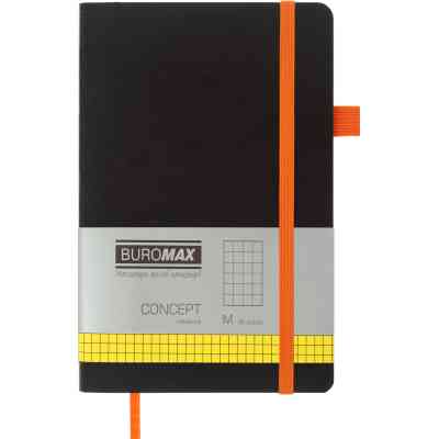 Книга записна Buromax Concept 125x195 мм 96 аркушів в клітинку обкладинка зі штучної шкіри Помаранчева (BM.291162-11) Вінниця