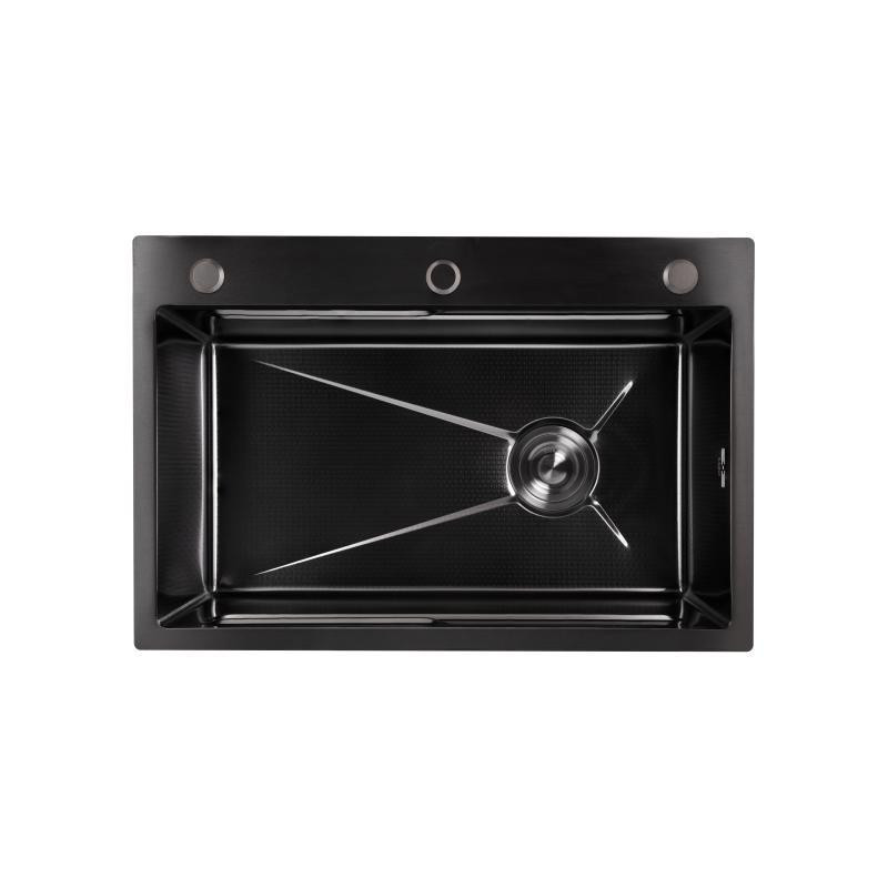 Мийка для кухні інтегрована Lidz Handmade H6845HB Decor Black PVD Honeycomb 3,0/1,0 мм LDH6845HDECBLM49445 чорна Київ - фото 3