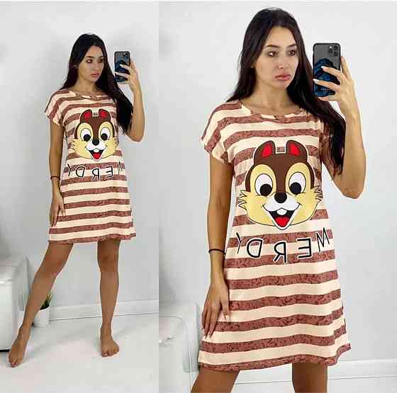 Жіноча повсякденна принтована туніка батал трикотаж Коричневий, 50/52 Одеса