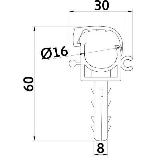 Клипса-дюбель с защелкой для крепления трубы Ø16мм (уп.100шт) (000027289) Киев