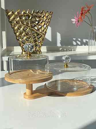 Набір для зберігання "Бамбукова перлина" скляна з бамбуковою підставкою 102-632 Київ